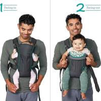 Portabebés, dos estilos de porteo, con babero Wonder Cover, correas ajustables, esencial para el registro, para recién nacidos y niños pequeños de 7 a 26 lb, gris - details 5