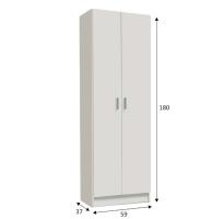 Meimon Armario Multiusos de 2 Puertas Blanco con 3 Estantes Regulables, Bisagras Metálicas, Tiradores en Gris Aluminio, y Soporte de Estantes Metálicos, Capacidad 45 Kg, Ideal para Almacenaje, Medidas: 180 cm x 59 cm x 37 cm, Con Tacos ABS Antiarañazos - details 2