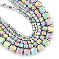Cuentas De Hierro Natural En Forma De Cubo Y Cuadrado 2/3/4/6MM Colores Azul Y Oro Marrón Para Creación De Joyería Pulseras Y Collares DIY - details 6