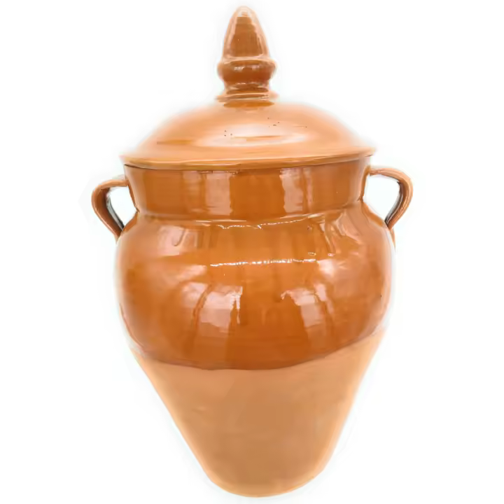 Tinaja artesanal de barro para aceitunas con tapa 18l. 55cm. - 1