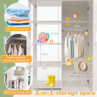 Cama Infantil Cama Elevada 90x200 cm, somier individual con Armaro Y 6 estantes, Blanco, material de alta calidad, fácil de Monar, estable y duradero (sin colchón) - details 3