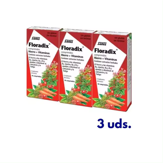 Floradix Salus Pack 3 Hierro Vitaminas 84 Comprimidos Salud Natural - 1