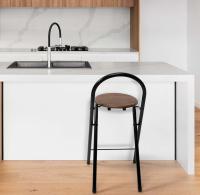 STARLEY-Taburete Plegable con Respaldo - Silla Plegable de Metal y Madera - Ideal para Cocina, Terraza o Jardín (Alto. 80 cm x Largo. 40 cm - Negro) - details 1