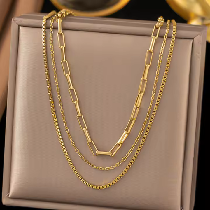 Collar Multicapa De Acero Inoxidable L316 ANENJERY Para Mujer Estilo Vintage INS Cadena De Suéter Joyería De Moda - 1