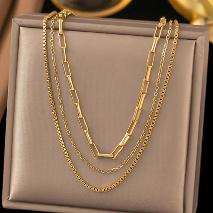 Collar Multicapa De Acero Inoxidable L316 ANENJERY Para Mujer Estilo Vintage INS Cadena De Suéter Joyería De Moda - 1