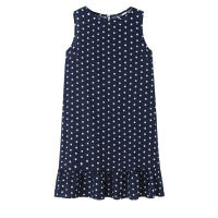 Vestido De Polka Dot Con Volantes Para Mujer Sin Mangas Cuello Redondo Corte Largo Casual Vestido De Verano De Polyester - details 15