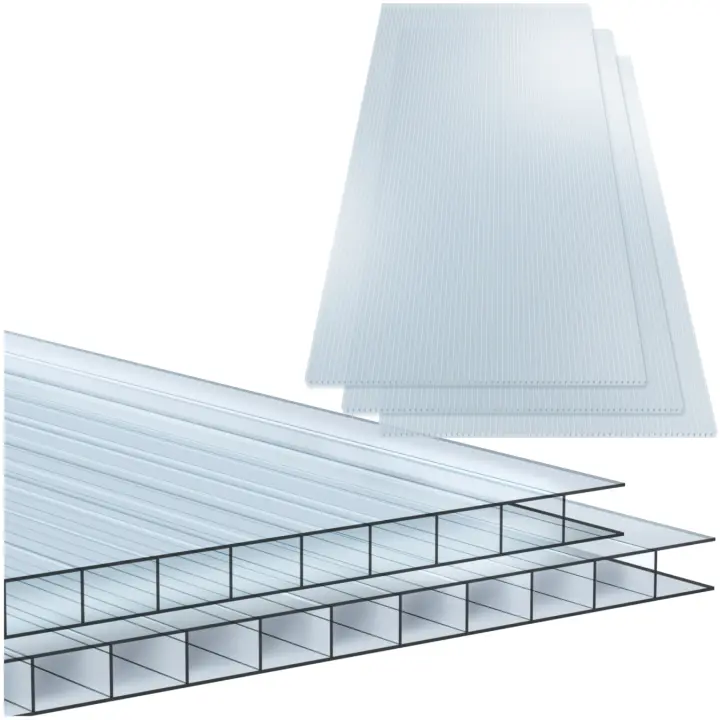 Tectake - 10 placas de doble pared SHINY de policarbonato, recortables, Placas de doble pared resistentes a la intemperie para cortar a medida, Versátil para caseta de jardín, cochera, invernaderos, etc., Policarbonato resistente y translúcido - 1