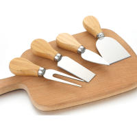 WIKHOSTAR Set De 4 Cuchillos Para Queso De Acero Inoxidable Con Mango De Roble Cortador De Queso Y Espátula Para Mantequilla Herramientas De Queso Para La Cocina - details 3
