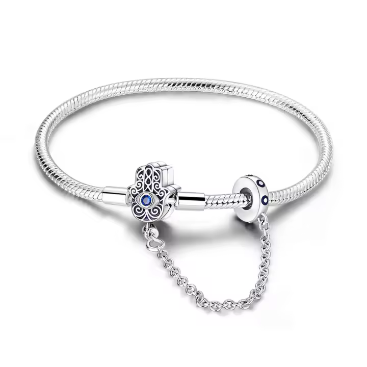 Pulsera De Plata 925 Para Mujer Con Cierre Original Y Cadena De Serpiente Adecuada Para Colgar Charm Brillo Zirconia Pulsera Clásica Para Fiestas - 1