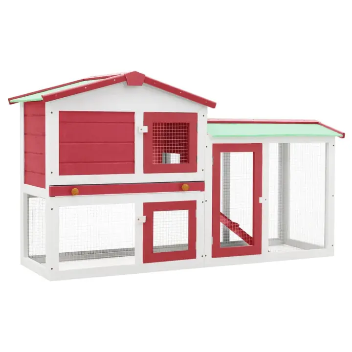 vidaXL Conejera de Exterior de Madera Casa de Animal Pequeño Jaula de Mascota Color Marrón y verde,  Marrón,  red and white y mas - 1