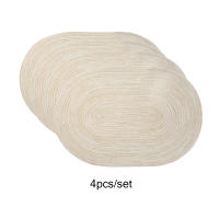 Juego De 4 Tapetes De Mesa Oval De Algodón Tejidos a Mano Antideslizantes Para Comedor Cocina Lavables Estilo Japonés - details 2