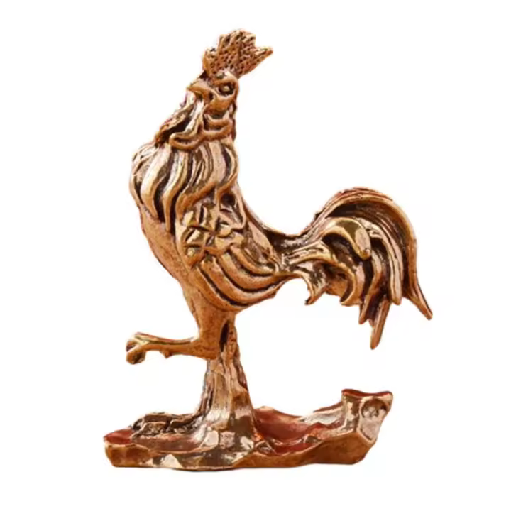 Estatua De Gallo De Latón Vintage Escultura Animal Para Festival Del Año Nuevo Decoración De Sala De Estar Escritorio Estante Entrada Armario Arte Y Manualidades De Feng Shui - 1