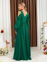 Vestido De Novia De Talla Fina De Chiffon Con Hombros Fríos Y Rotura En La Pierna Elegante Y Elegante Para Damas De Honor - details 5