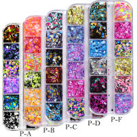Polvo De Uñas Plateado Y Plateado Con Brillo 3D De 12 Celdas Decoración De Uñas Brillante Con Brillo Holográfico Accesorios Para Manicura - details 11