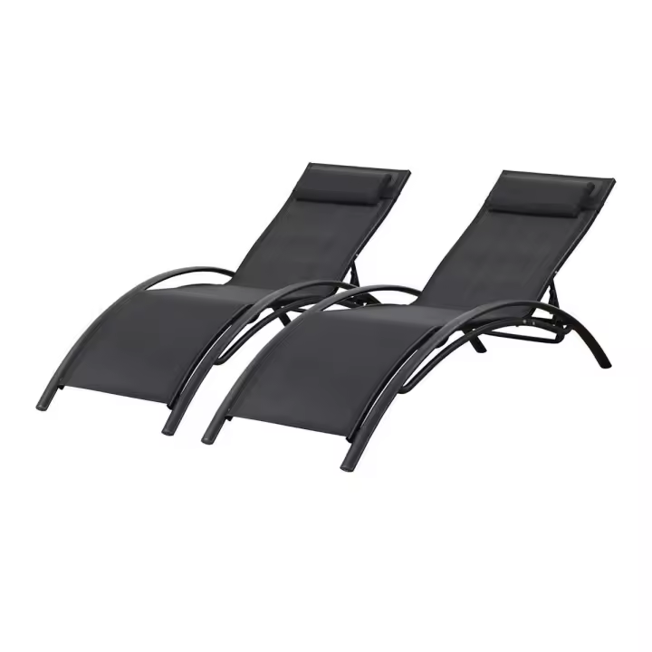 Habitat y Jardin - Juego de 2 tumbonas Beauty "Phoenix" de aluminio Negro - 1