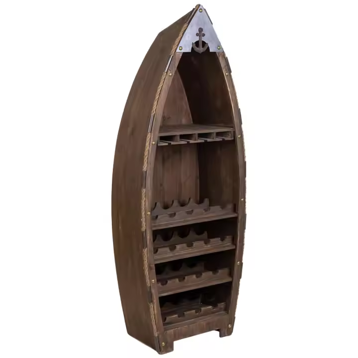 Estantería botellero de madera y metal 61x31x154h cm - 1