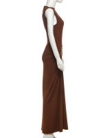 Vestido Maxi Bodycon Elegante Para Mujer Kliou Clásico Metálico Sin Mangas Cuello Redondo Ajustado Vestido De Fiesta De Verano - details 2