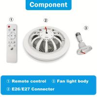 Ventilador de techo inteligente pequeño de 10 pulgadas con Luz y control remoto, 25 W, 3 velocidades, 3 Colores, 3000 K-6500 K, Bombilla LED ajustable, para dormitorio y Cocina, con Luz blanca y base E27. - details 2