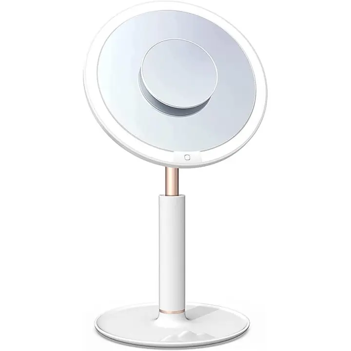 Espejo de maquillaje portátil con luz LED, LASTAR 95 Ra, lupa 3X, ajuste de inclinación y atenuación Stepless a 5500K, batería de 1200mAh - 1