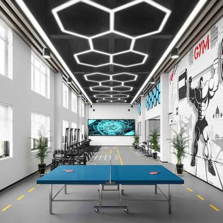 Hola led Lámpara LED Hexagonal 144W – 5 Rejillas, 6500K, CA 85-265V, Carcasa Blanca, Luz de Techo Moderna para Interiores - 1