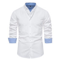 Camisa Oxford De Algodón Y Poliéster Para Hombre AIOPESON Cuello En V Manga Larga Botones Casual Negocios Primavera Otoño - details 7