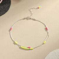 Pulsera De Tobillo Para Mujer Estilo Bohemio Minimalista Con Cristales Naturales Y Cadena Plateada Regalo Para Fiesta En La Playa - details 6