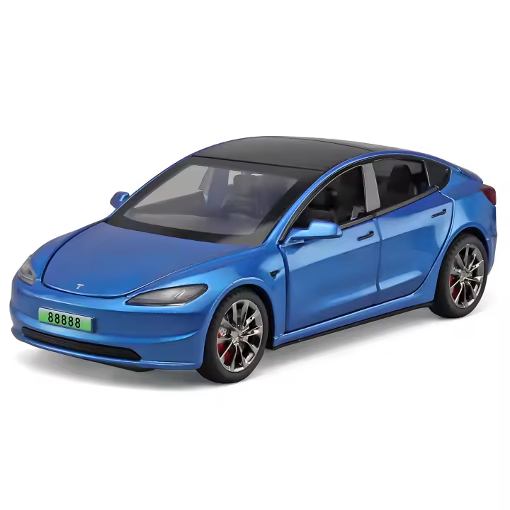 Nueva 2024 Tesla Model 3 En Miniatura 1:32 Coche De Juguete De Aleación Con Sonido Y Luz Metal Casting Para Niños Vehículo - 1