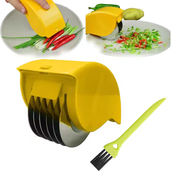 Cortador De Hierbas Parsley Chopper Manual Con 6 Cuchillas De Acero Inoxidable Desmontables Herramienta De Molienda De Verduras Y Ajo - 1