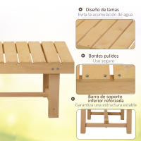 Outsunny Banco de Jardín de 2 Plazas Banco de Madera Carga 250 kg Banco para Patio Terraza 110x38x35 cm Natural - details 2