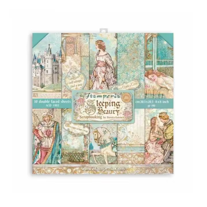 STAMPERIA                           PAPELES SCRAP 20x20 CM SLEEPING BEAUTY  10 UD - 1