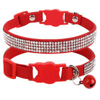 Collar De Gato De Cuero Suave Con Diamantes Bling Y Campana Seguridad Breakaway Ajustable Para Perros Y Gatos XS S Rosa - details 17