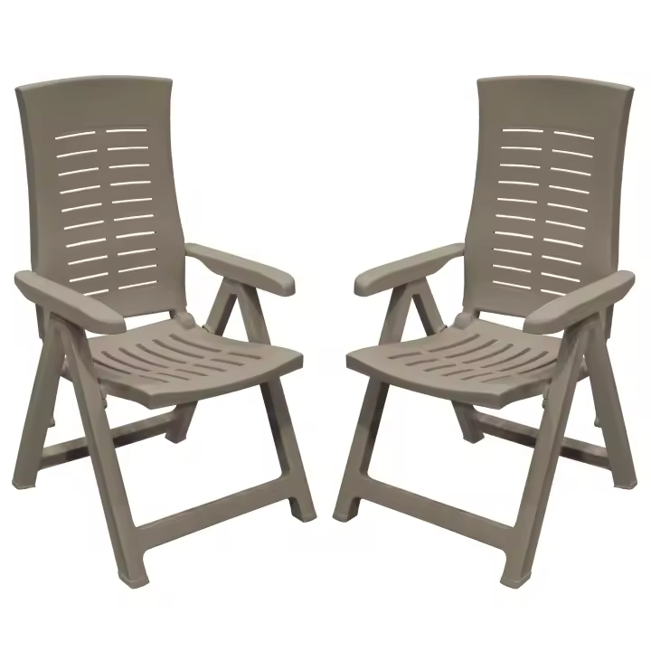 Pack 2 Sillones Plegables Muebles de Exterior Silver Estilo Práctico en Color Marrón 59x108x62 cm - 1