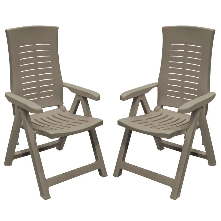 Pack 4 Sillones Plegables Muebles de Exterior Silver Estilo Práctico en Color Marrón 59x108x62 cm - 1