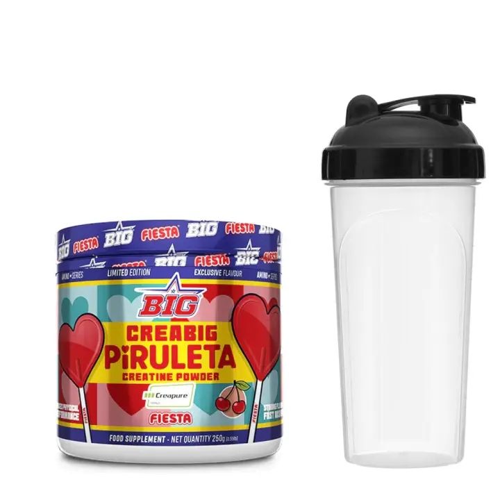 BIG Creabig Creatina 250gr  creapure Sabor Piruleta Fiesta + shaker - 1