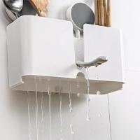 Soporte para utensilios de cocina sin Perforaciones, escurridor de cuadernos con bandeja de Goteo, Cesto para cuadernos, organizadores de pared para - details 3