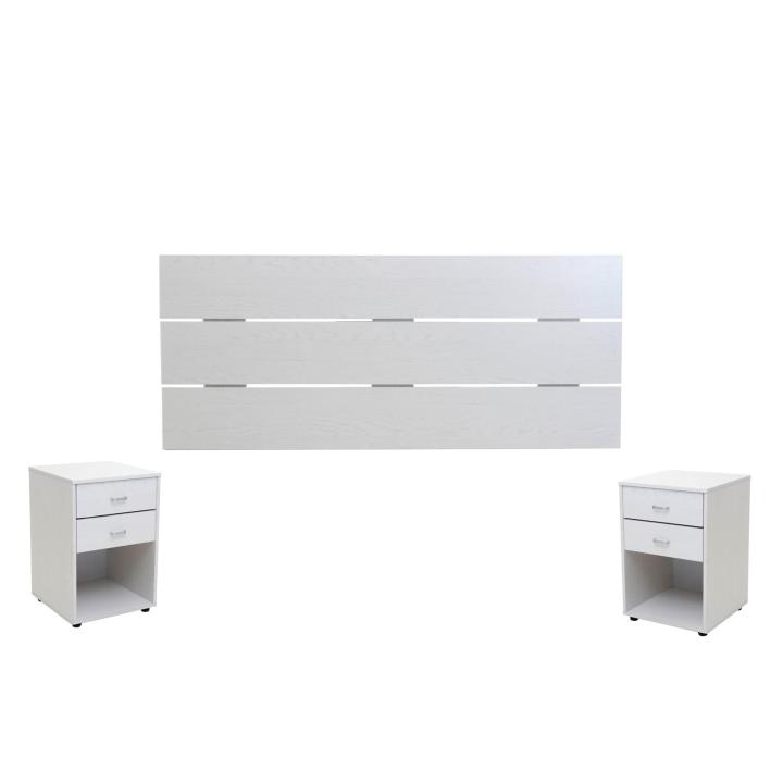 DUPI Conjunto Cabecero y 2 Mesitas de Noche de Madera Aitana - Mesa con 2 Cajones y un Hueco - Mesita 40x40x59.5cm y Cabezal 160x59cm - Envío Gratuito