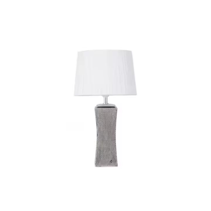 Fabrilamp - Sobremesa Ceramica Palo Santo 1xe27 Plata Brillo C/pant Blanca 50.5x28x28 Cm - 1