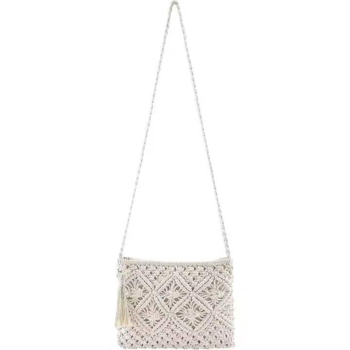 Straw shoulder bag female retro small straw bag shoulder bag white beach bag 26*19cm shoulder bag - 1