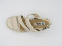 Sandalia cuña,  Mustang, beige, combinado liso y trenzado, plataforma, Mujer - details 0