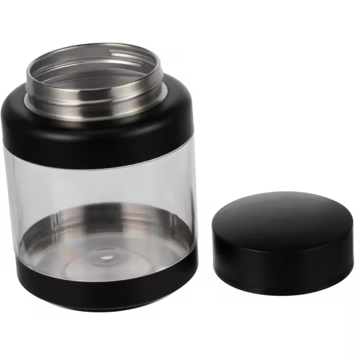 COLLBATH Frasco hermético transparente para alimentos, con tapa, para verduras, color negro - 1