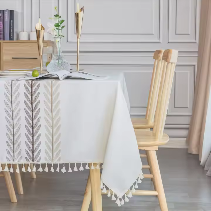 Mantel de Lino de 140x220 cm para la decoración de Mesa de Salón, Cocina y Hogar - 1