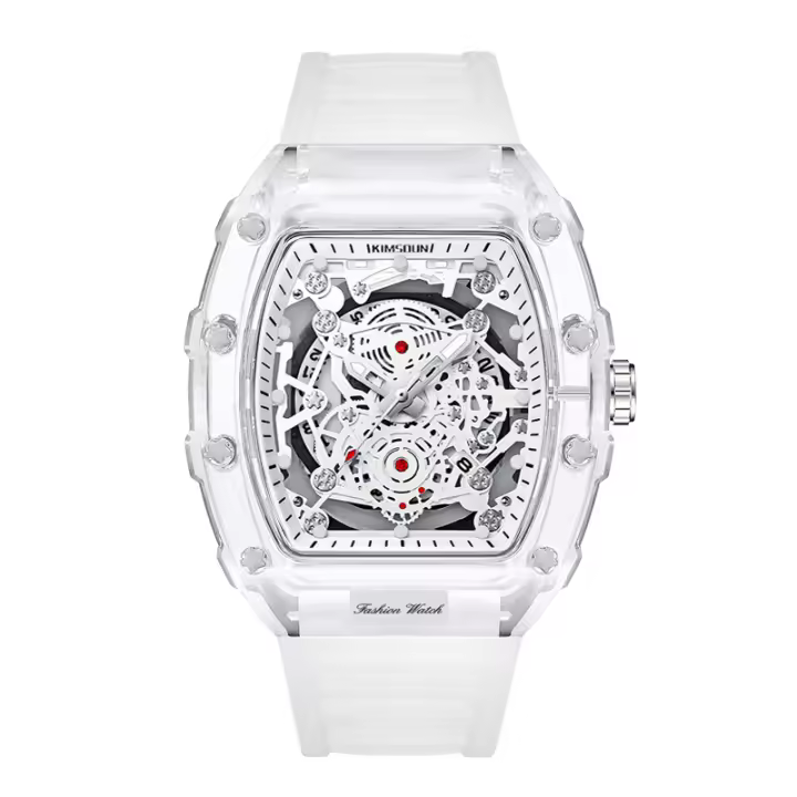 Reloj De Cuarzo Para Hombre En Silicona De Alta Gama Con Calendario Luminoso Y Resistente Al Agua Estilo Transparente Y Elegante - 1
