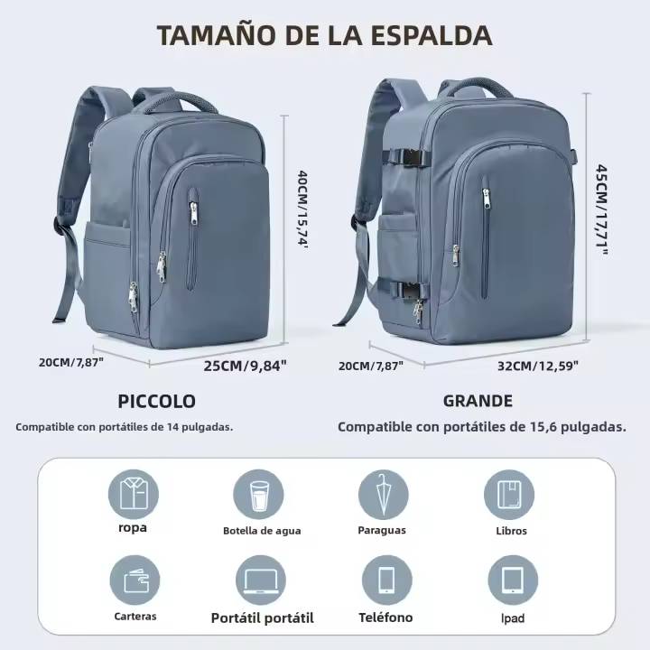 Mochila Para Laptop Grande Capacidad Para Viajes Hombre Mujer Mochila De Equipaje Fácil De Llevar Para Ryanair Easyjet - 1