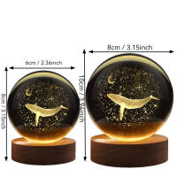 Lámpara De Noche De Vidrio Pulido Con Grabado Láser 3D De Luna Y Ballena Decoración Moderna Regalo De Navidad Para Sala - details 5