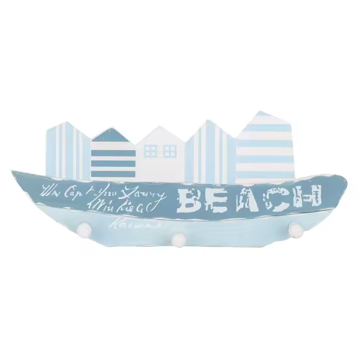 CAPRILO REGALOS & DECORACIÓN Percha de Pared Decorativa Marinera de Madera 3 Pomos "Casas Playa". Percheros. Adornos y Muebles Auxiliares. Decoración Hogar. Regalos originales. 50 x 5 x 19 cm - 1