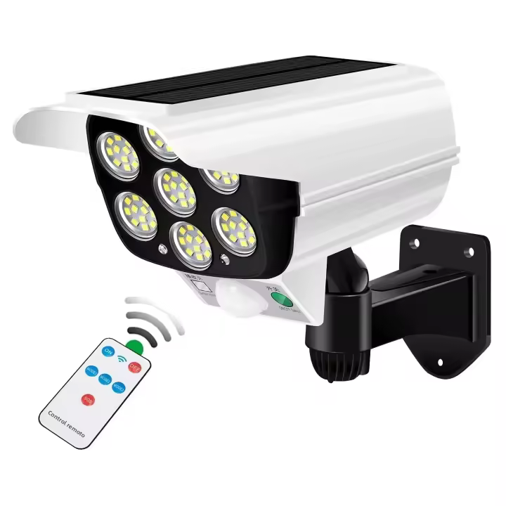 Luces Solares Con Sensor De Movimiento 77 LED Impermeables Para Exterior Luz De Inundación Falso Cámara De Seguridad Sin Cable Para Porche Jardín Patio - 1
