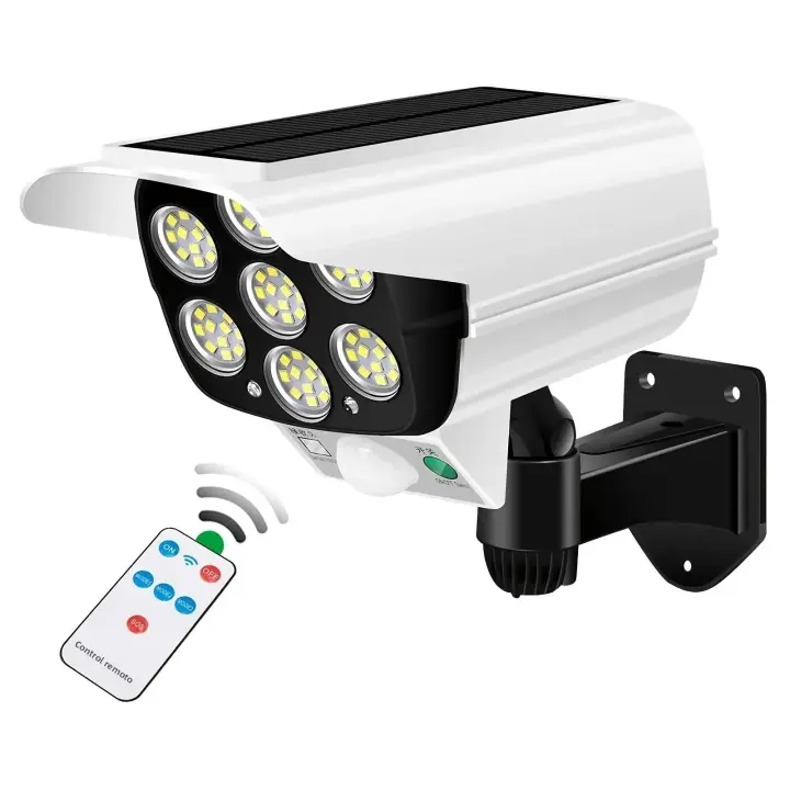 Luces Solares Con Sensor De Movimiento 77 LED Impermeables Para Exterior Luz De Inundación Falso Cámara De Seguridad Sin Cable Para Porche Jardín Patio - 1