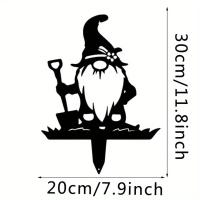 1pc Decoración De Jardín De Metal En Forma De Síntoma Navideño Grande Con Silueta De Gnome Para Adornar El Jardín Al Aire Libre - details 4