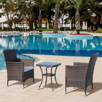 Juego de Muebles de Balcón Juego de Bistro de Ratán Pendable with Juego de Asiento Marron 60x58,5x89,5 cm para Jardín y Balcón - details 0