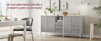 VASAGLE Armario de Almacenaje, Aparador, 2 Compartimentos con Puertas y Estantes Regulables en Altura, 2 Cajones, Moderno, 40 x 70 x 85 cm, para Salón Cocina Estudio, Blanco Nube/Gris Cemento - details 1